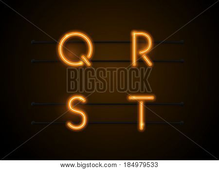 Neon Light sign Alphabet Vector Font. Type letters Neon tube background. Glowing Neon Bar Alphabet. Realistic style