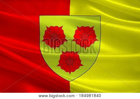 Flag of Grenoble is the capital of the department of Isere in southeastern France. 3D illustration