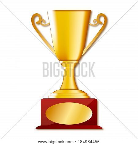 Cup 3d golden leader icon Object on a white background Vector illustration