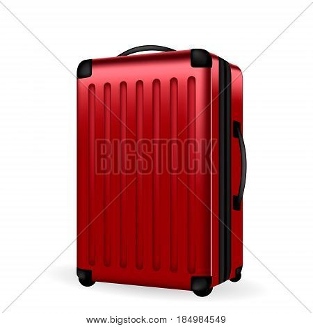A realistic suitcase on a white background. Vector isolated illustration