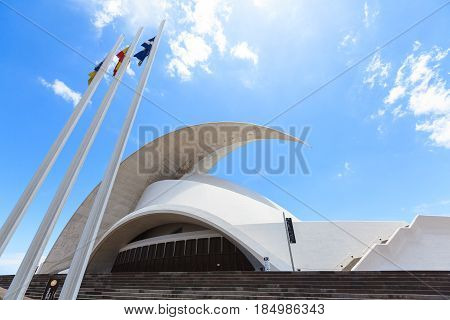 Santa Cruz de Tenerife, Spain - May 03, 2012: Auditorio de Tenerife - futuristic and inspired in organic shapes, building designed by Santiago Calatrava