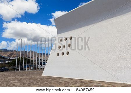 Santa Cruz de Tenerife, Spain - May 03, 2012: Auditorio de Tenerife - futuristic and inspired in organic shapes, building designed by Santiago Calatrava