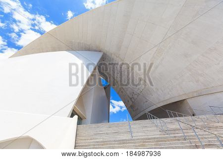 Santa Cruz de Tenerife, Spain - May 03, 2012: Auditorio de Tenerife - futuristic and inspired in organic shapes, building designed by Santiago Calatrava