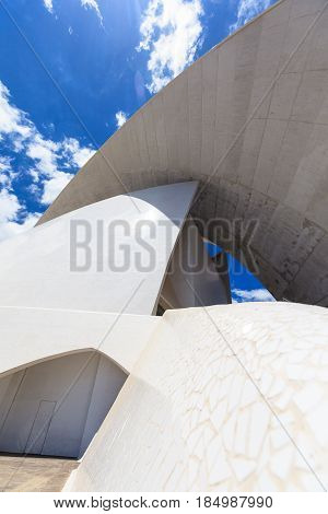 Santa Cruz de Tenerife, Spain - May 03, 2012: Auditorio de Tenerife - futuristic and inspired in organic shapes, building designed by Santiago Calatrava