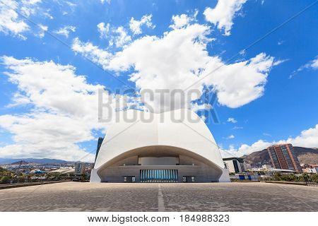 Santa Cruz de Tenerife, Spain - May 03, 2012: Auditorio de Tenerife - futuristic and inspired in organic shapes, building designed by Santiago Calatrava