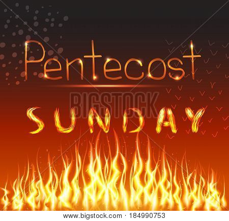Pentecost Sunday. Trinity holiday. Descended fire as a symbol of the holy spirit. Vector Design