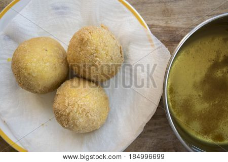 sicilian arancini with the casserole with the fried oil used to fry It