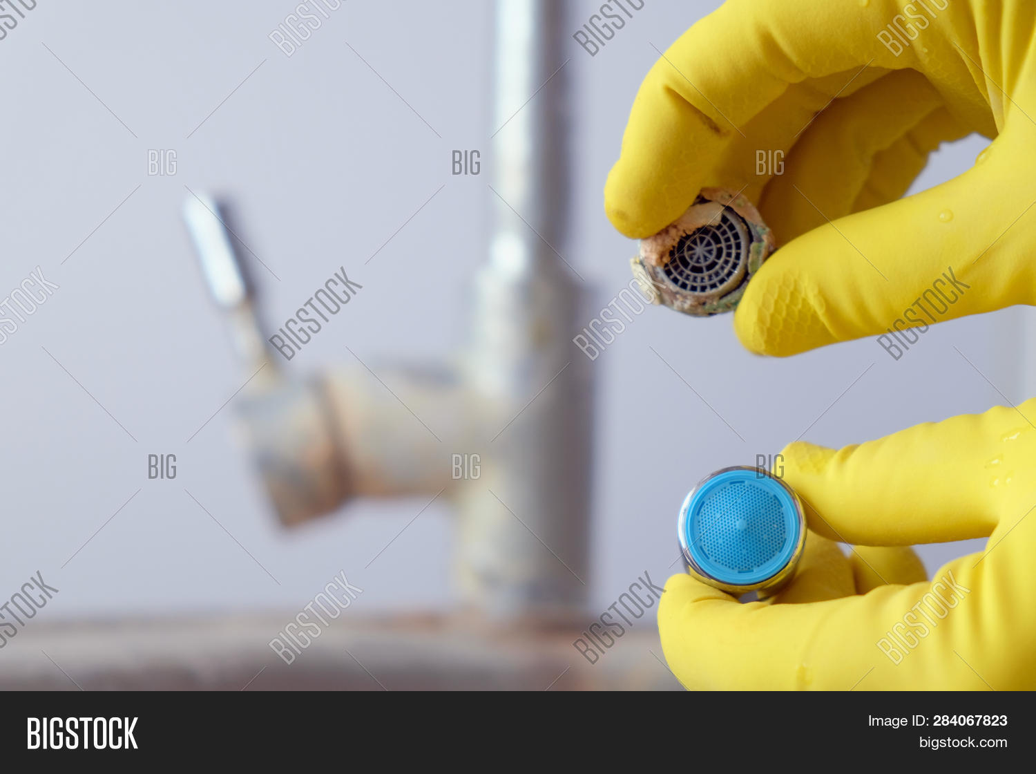 Faucet Scum Gloved Image Photo Free Trial Bigstock
