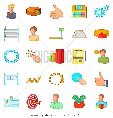 Joint-stock Company Icons Set. Cartoon Set Of 25 Joint-stock Company Icons For Web Isolated On White