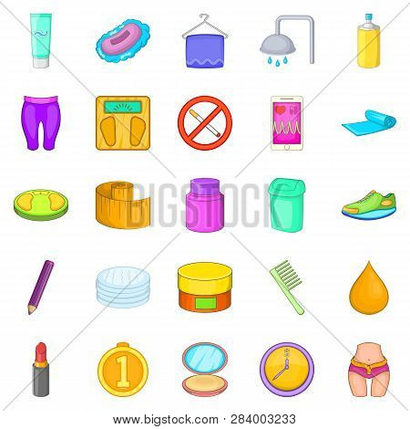 Greasepaint Icons Set. Cartoon Set Of 25 Greasepaint Icons For Web Isolated On White Background