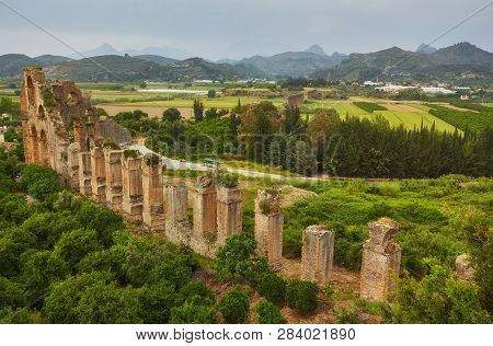 Aqueducts In The Ancient City Of Aspendos In Antalya, Turkey.