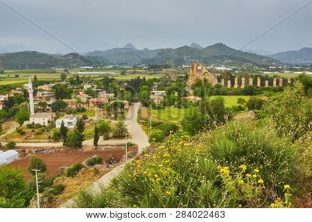 Aqueducts In The Ancient City Of Aspendos In Antalya, Turkey.