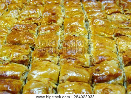 Yummy, Buttery, Walnut Home Baklava. Traditional Turkish Dessert. 