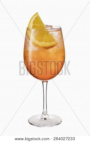 Alcoholic Aperol Spritz Cocktail Isolated On White