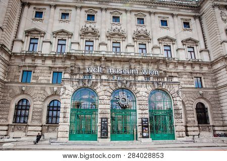 Vienna, Austria - April, 2018: The Museum Of Ethnology Housed In A Wing Of The Hofburg Imperial Pala