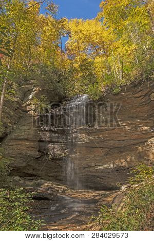 Hidden Moore Cove Falls In The Autumn In Pisgah National Forest In North Carolina