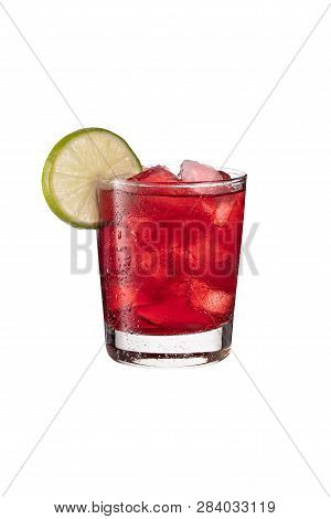 Refreshing Vodka Cranberry Cocktail On White