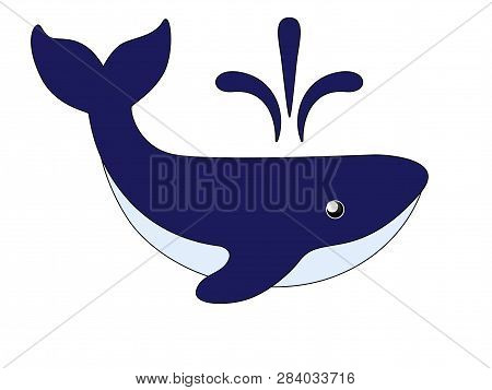 Whale Is An Animal. Cute Image Of A Marine Mammal. Picture For Children Whale Blue With A Dummy From