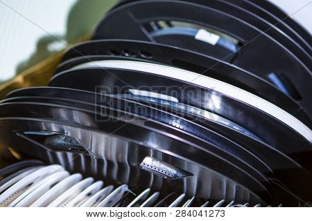 Microelectronic Components. Surface Mount Components On Tape And Reel Package. Variety Of Reels In O