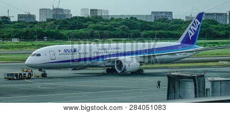 Passenger Airplane At Manila Airport, Philippines