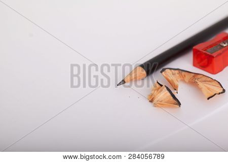 Pencils, Eraser School Image And Back Classes - Pencil, Eraser And Pointed On A Sheet Of Notebook