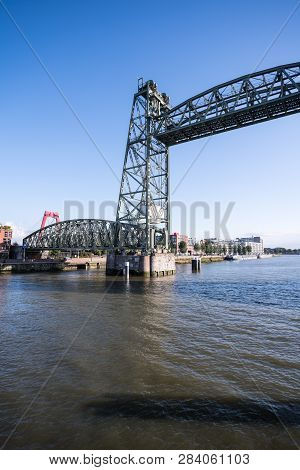 The Steel Royal Port Bridge Is Located In Rotterdam At The Royal Port