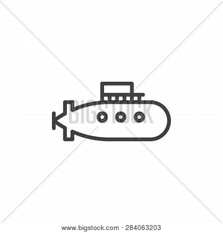 Military Submarine Line Icon. Linear Style Sign For Mobile Concept And Web Design. Submarine Ship Ou