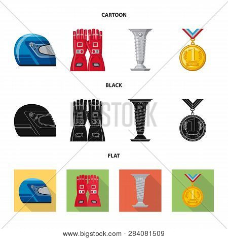 Vector Illustration Of Car And Rally Icon. Set Of Car And Race Stock Symbol For Web.
