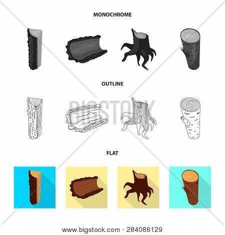 Vector Illustration Of Tree   And Raw  Icon. Set Of Tree   And Construction Stock Vector Illustratio