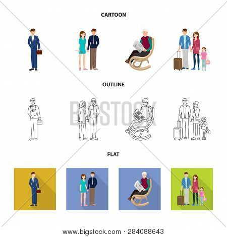 Vector Illustration Of Character And Avatar  Sign. Set Of Character And Portrait Vector Icon For Sto