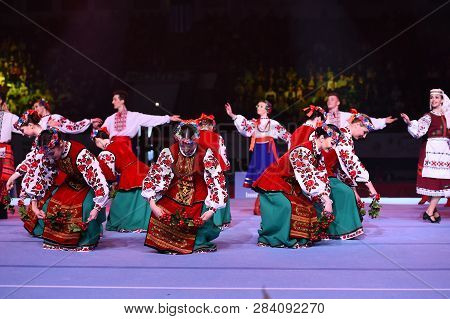 Performance Of Ukrainian Dance Ensemble At Stella Zakharova Artistic Gymnastics Ukraine Internationa