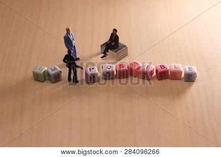 Illustration For Change Impossible Thing Into Possible One, Two Businesman Talk About That Topic