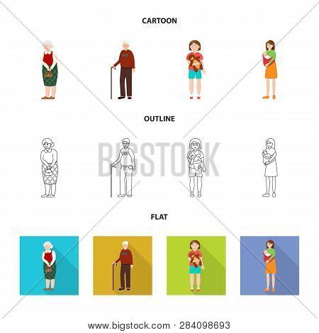 Vector Design Of Character And Avatar  Symbol. Set Of Character And Portrait Vector Icon For Stock.