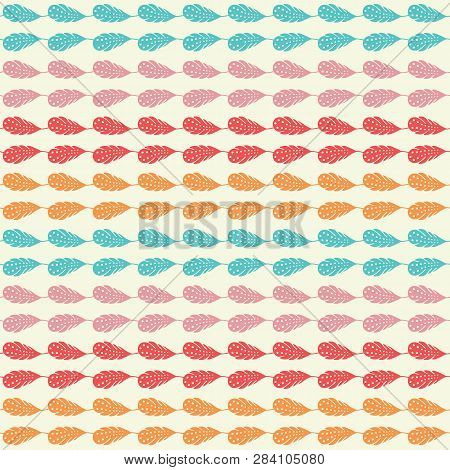 Vector Rainbow Feathers Stripe Seamless Repeat Pattern Background.