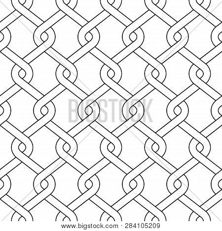Metal Woven Fence Seamless Pattern. Flat Vector Illustration.