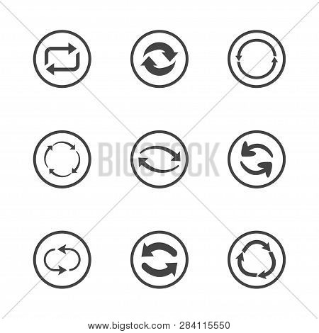 Repeat Icons Set. Set Of 9 Refresh Filled Icons Such As Reload, Update, Reload, Replay, Loading Arro