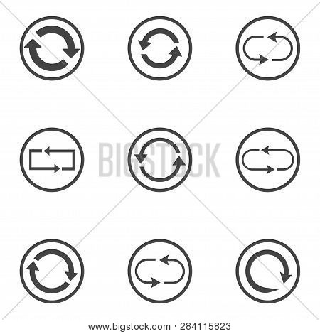 Repeat Icons Set. Set Of 9 Refresh Filled Icons Such As Reload, Update, Reload, Replay, Loading Arro