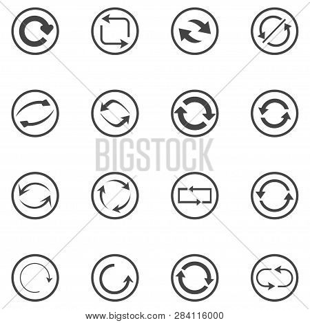 Repeat Icons Set. Set Of 16 Refresh Filled Icons Such As Reload, Update, Reload, Replay, Loading Arr