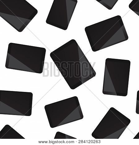 Tablet Computer Seamless Pattern Background. Business Flat Vector Illustration. Realistic Device Sig
