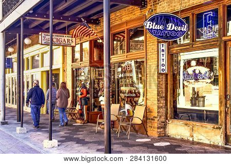 Ybor City Tampa Bay, Florida. January 19 , 2019  Vintage Cigars Store In 7th Ave.