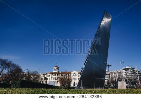 The Sculpture "saw" By Andrei Filippov And The Building X.a.n. Thessaloniki