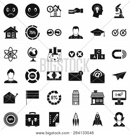 Elearning Icons Set. Simple Style Of 36 Elearning Icons For Web Isolated On White Background