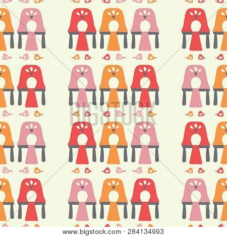 Vector Hen Coop Seamless Repeat Pattern Background.