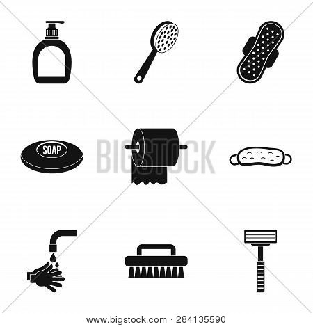 Bathroom Things Icons Set. Simple Set Of 9 Bathroom Things Icons For Web Isolated On White Backgroun