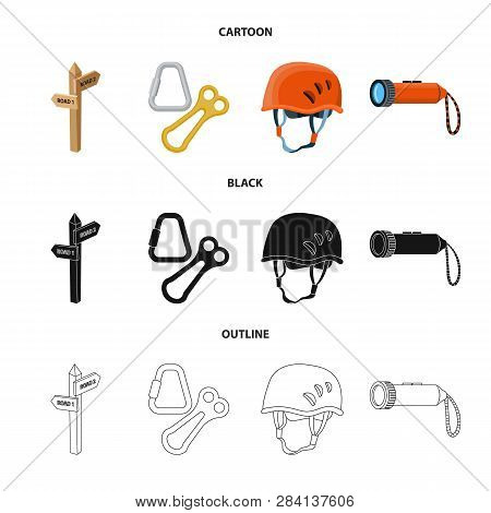 Vector Illustration Of Mountaineering And Peak Symbol. Collection Of Mountaineering And Camp Stock S