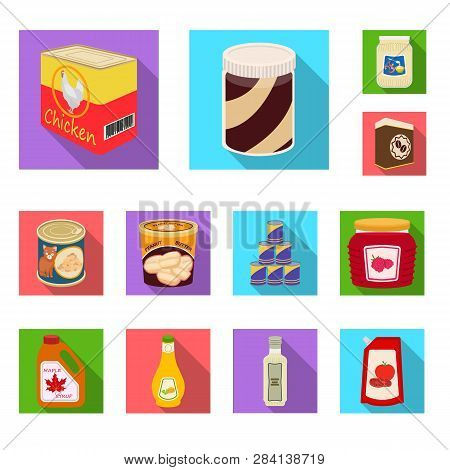 Vector Design Of Can And Food Logo. Set Of Can And Package Stock Vector Illustration.
