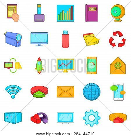 Flash Drive Icons Set. Cartoon Set Of 25 Flash Drive Icons For Web Isolated On White Background