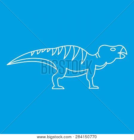 Hadrosaurid Icon Blue Outline Style Isolated Illustration. Thin Line Sign