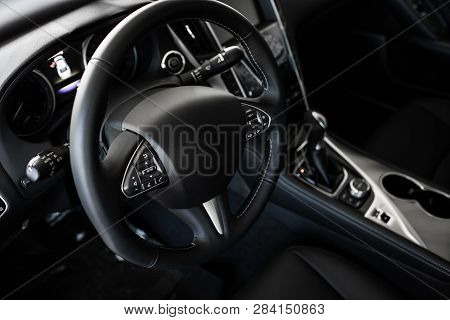 Details Of Stylish Car Interior, Leather Interior