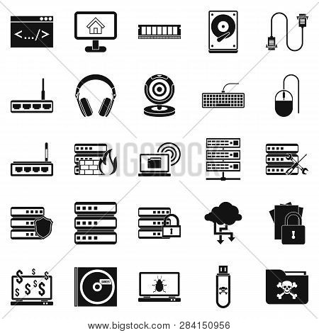 Command Line Icons Set. Simple Set Of 25 Command Line Icons For Web Isolated On White Background